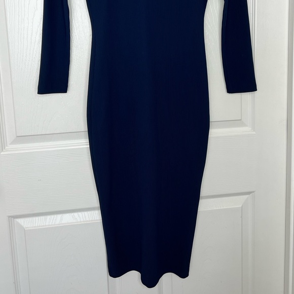 Nadia Tarr Blue Bodycon Midi Dress Sz L - Picture 6 of 8